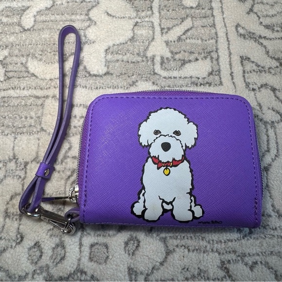 Marc Tetro French Bichon Puppy Dog zip around wallet - Picture 2 of 11